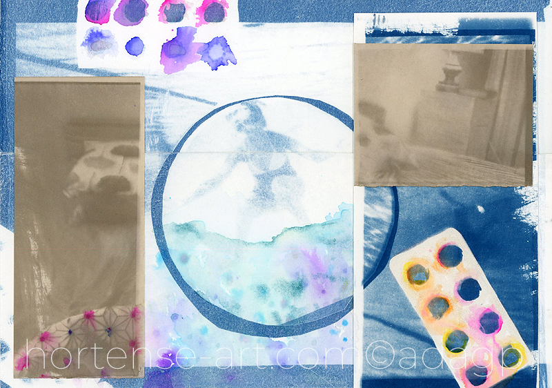 cyanotype & aquarelle - photographie argentique - hortense-art.com Copyright ADAGP